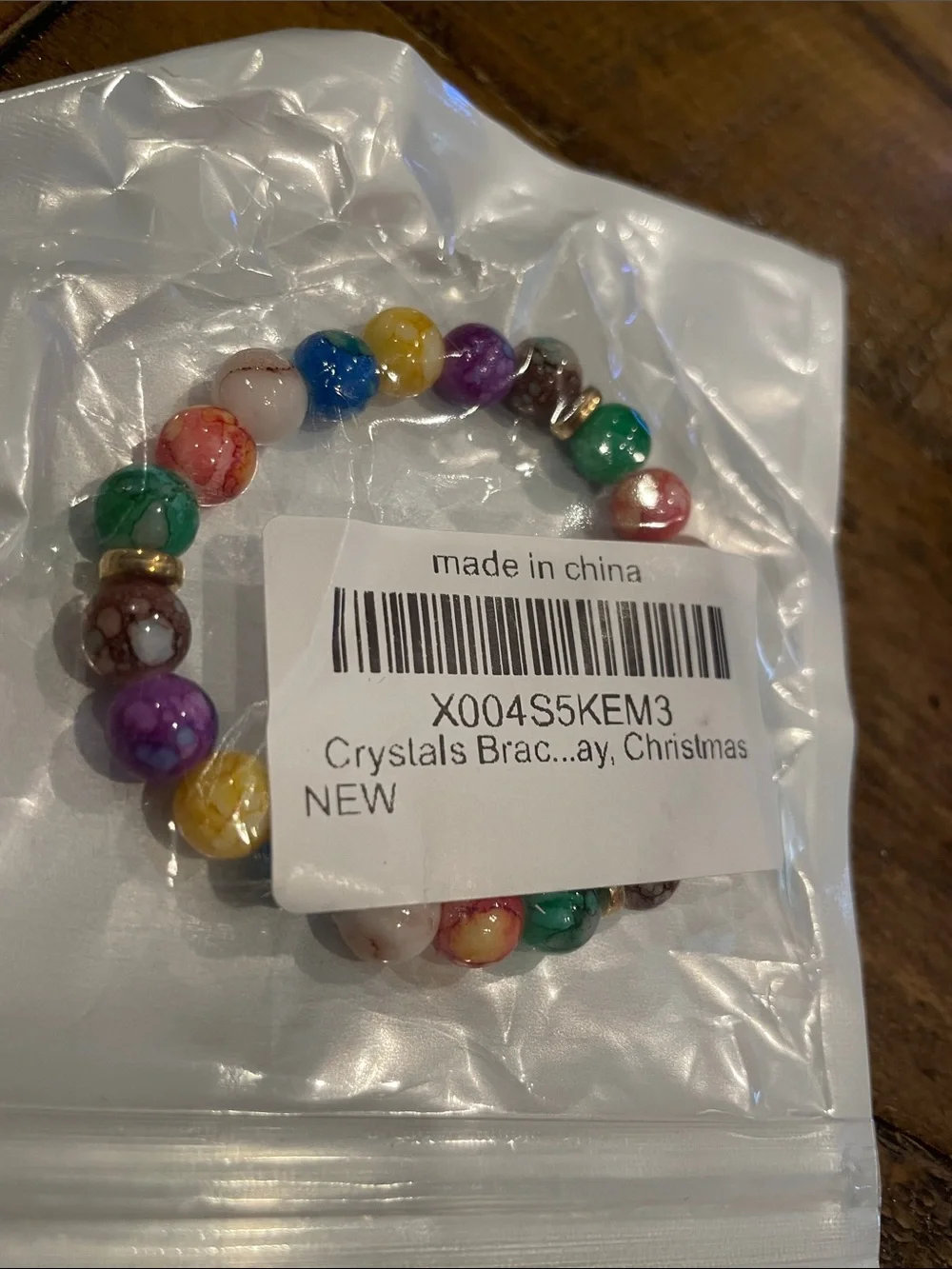 Kids Multicolor Chakra Beaded Bracelet with Gold Accents N42